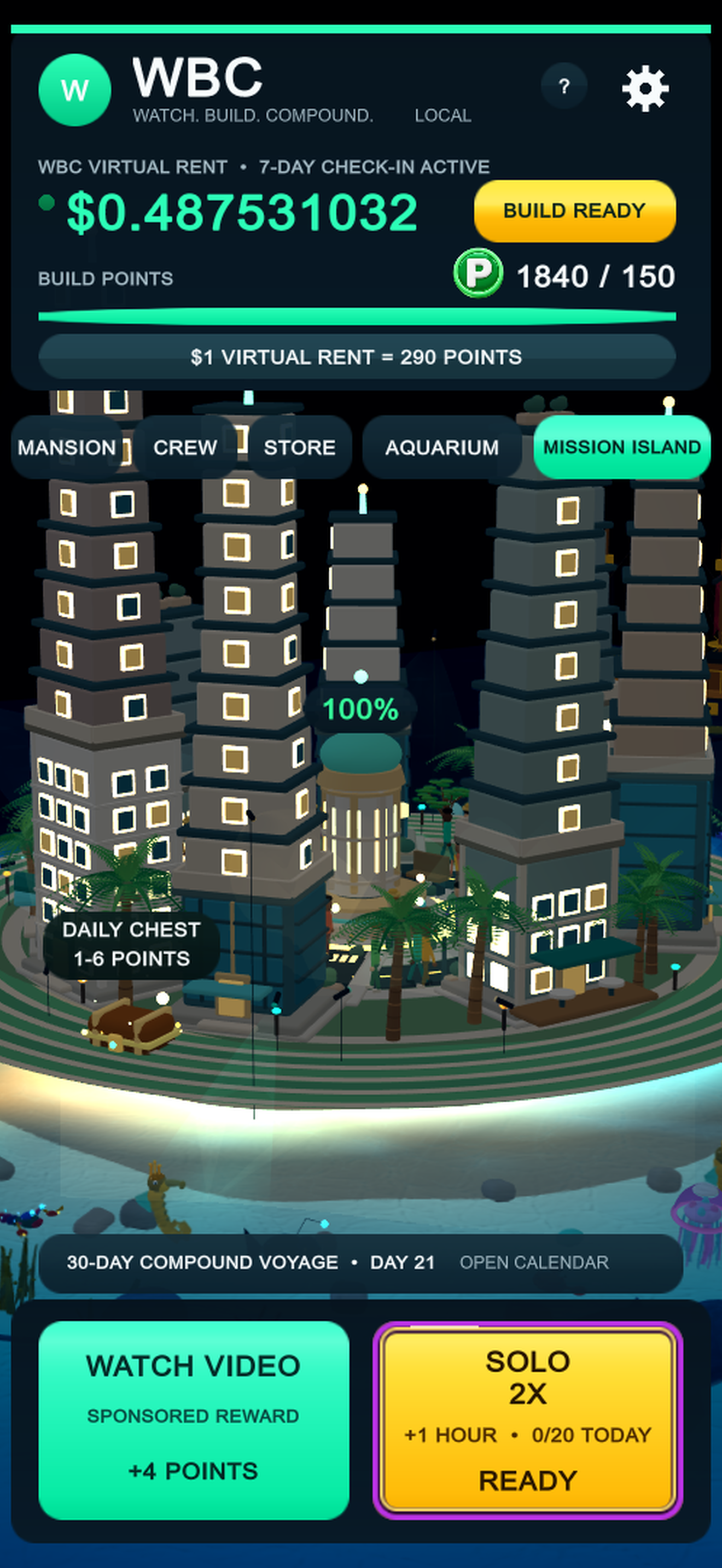 Built island city surrounded by WBC lagoon wildlife